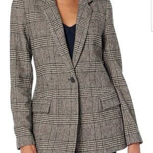 NWT Classic Black and Gray Plaid Women's Blazer Wool Blend